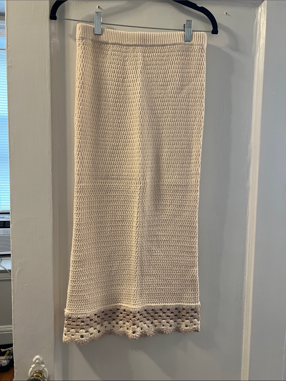 LPA Cream Crochet-Hem Maxi Skirt